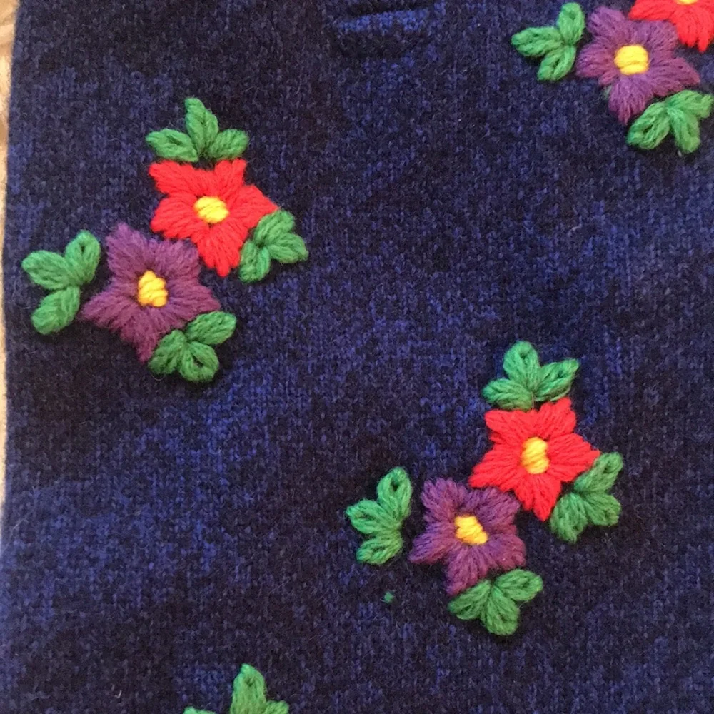 Anthropologie Embroidered Flower Dog Sweater